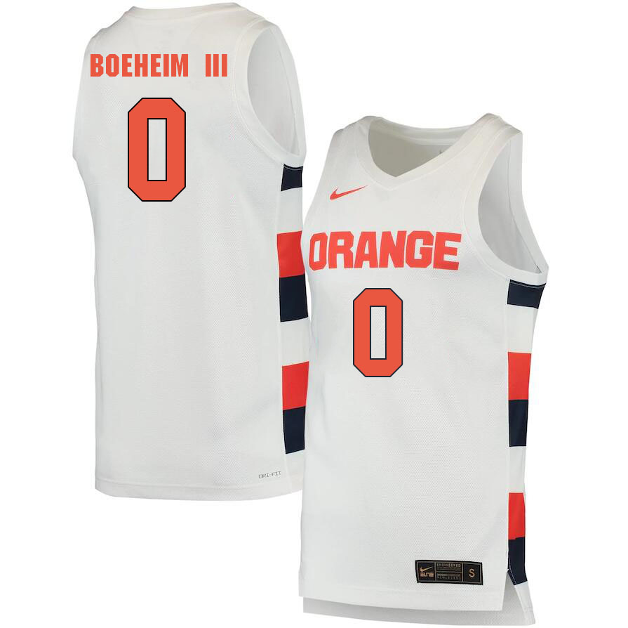 Men #0 Jimmy Boeheim III Syracuse Orange College Basketball Jerseys Sale-White